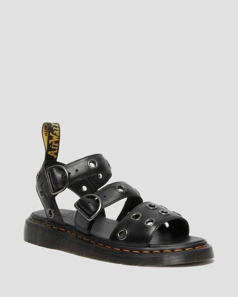 Dr Martens Gryphon Hardware Brando Leather Sandals Strap Sandals Black | 91026QRKT