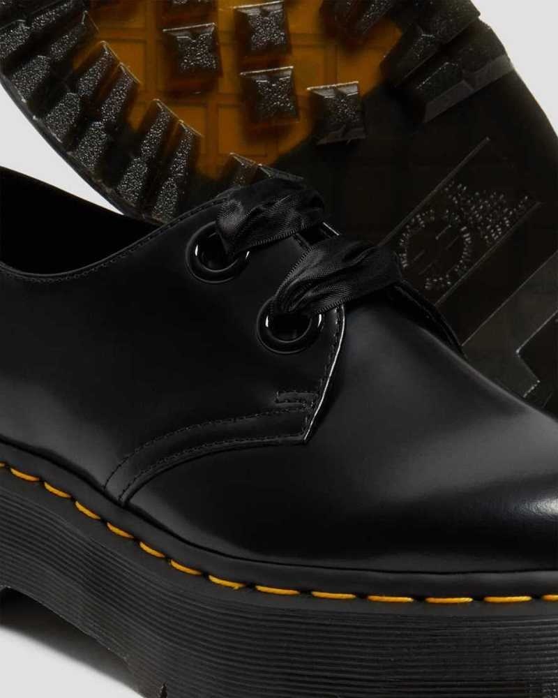 Dr Martens Holly Leather Platform Shoes Oxfords Shoes Black | 27056HVIA