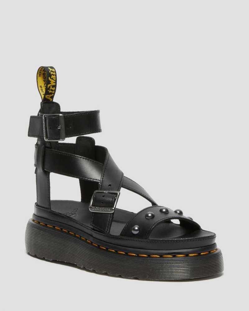 Dr Martens Imojeen Brando Leather Stud Platform Sandals Gladiator Sandals Black | 20964ALRW