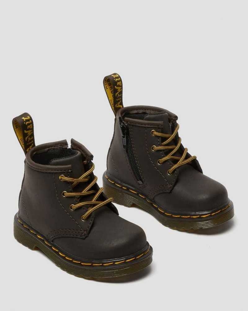 Dr Martens Infant 1460 Wildhorse Leather Lace Up Boots Boots Dark Brown | 58312INEL