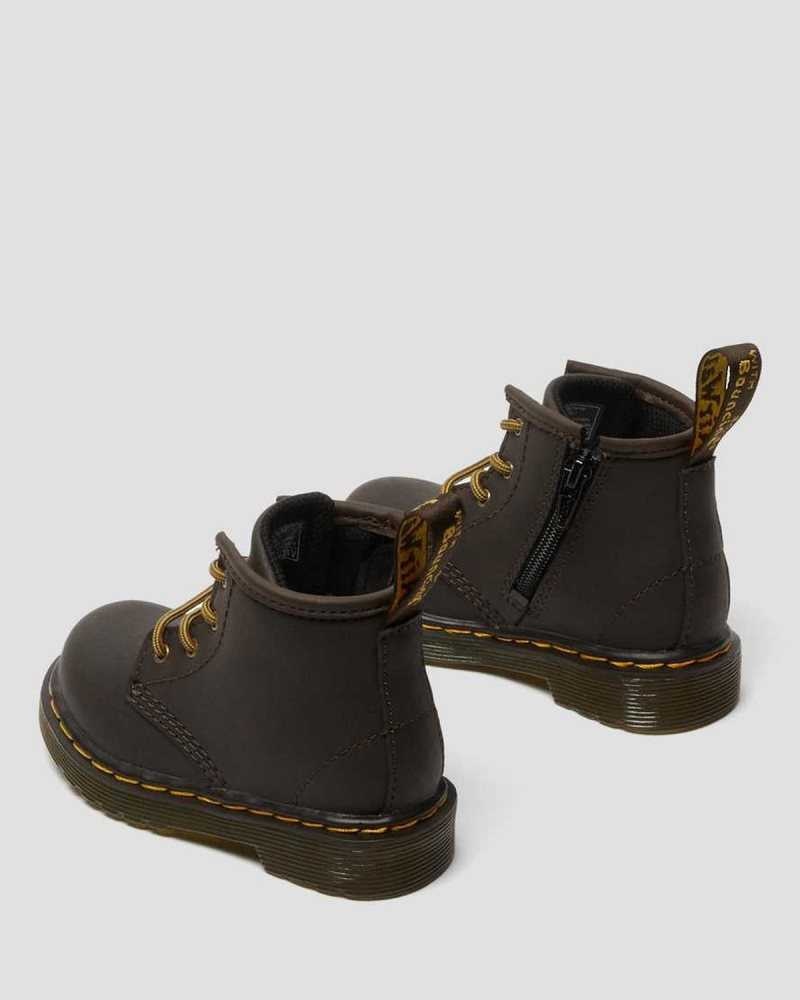 Dr Martens Infant 1460 Wildhorse Leather Lace Up Boots Boots Dark Brown | 58312INEL