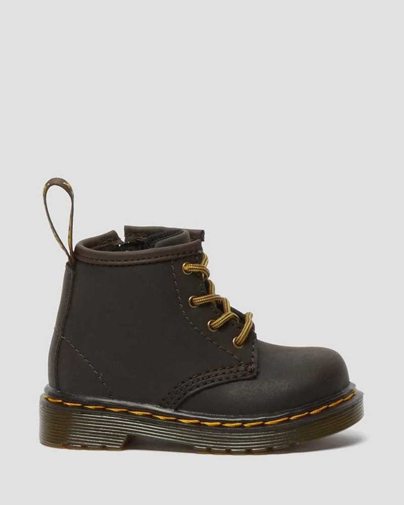 Dr Martens Infant 1460 Wildhorse Leather Lace Up Boots Boots Dark Brown | 58312INEL