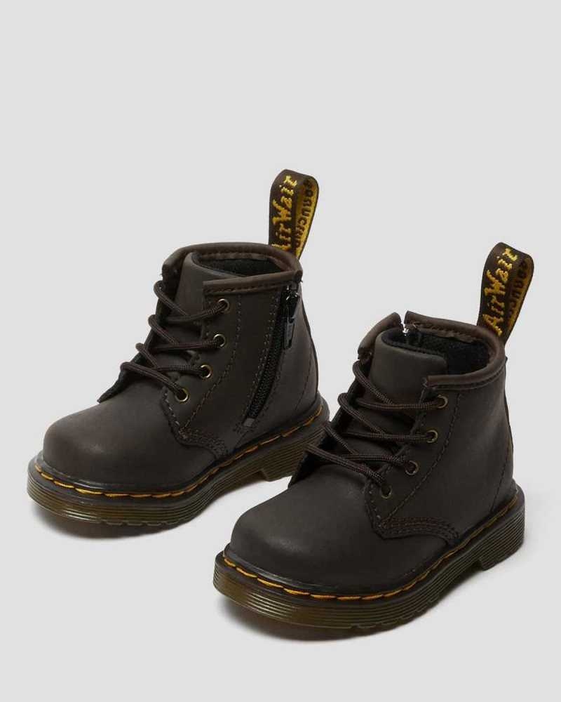 Dr Martens Infant 1460 Wildhorse Leather Lace Up Boots Boots Dark Brown | 58312INEL