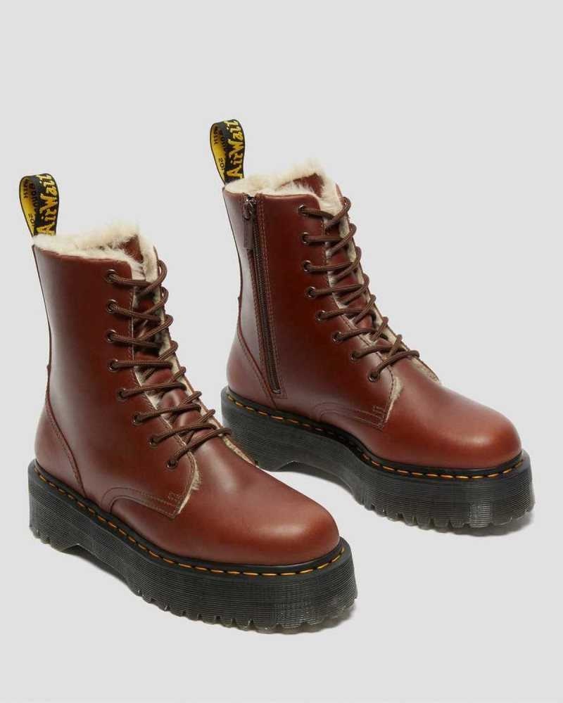 Dr Martens Jadon Faux Fur Lined Platform Boots Platform Boots Brown | 65172VDEB