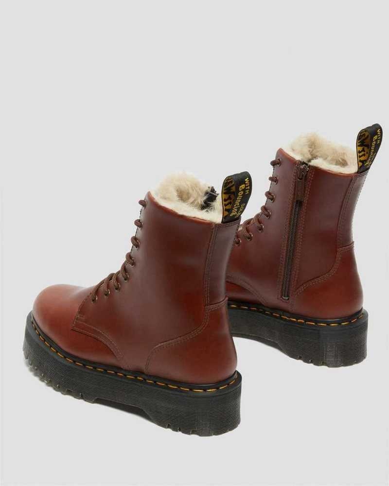 Dr Martens Jadon Faux Fur Lined Platform Boots Platform Boots Brown | 65172VDEB