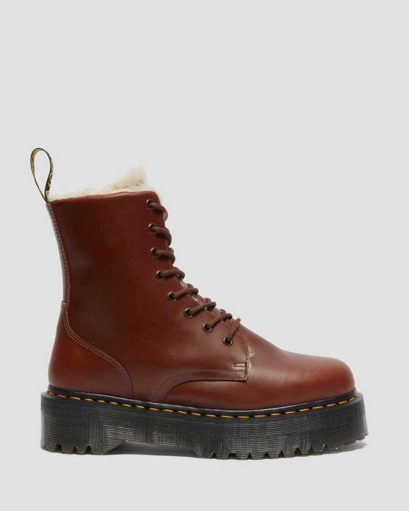 Dr Martens Jadon Faux Fur Lined Platform Boots Platform Boots Brown | 65172VDEB