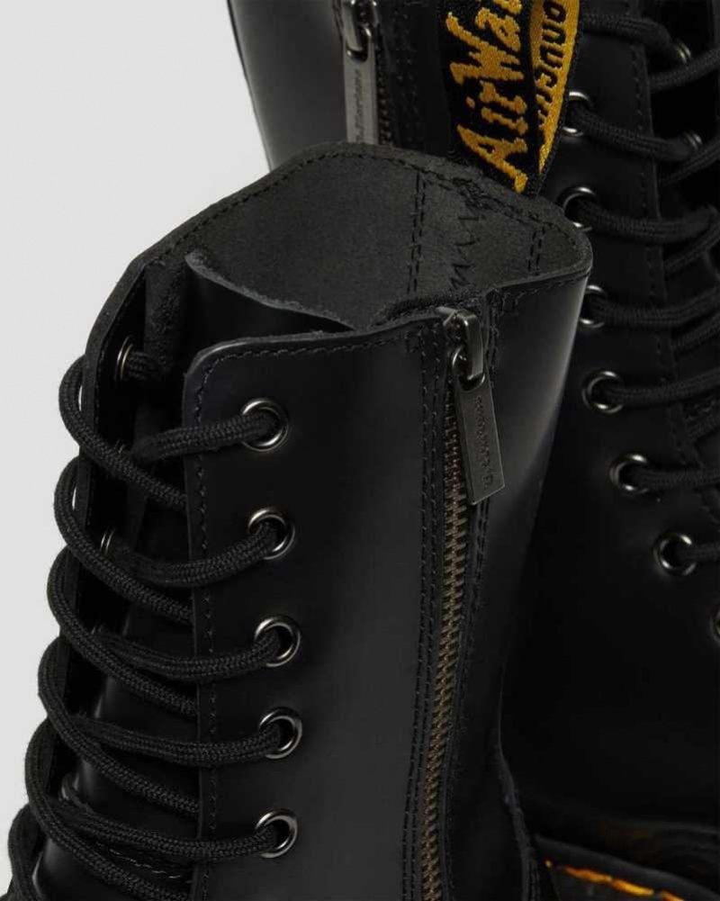 Dr Martens Jadon Hi Smooth Leather Platform Boots Platform Boots Black | 54819YKVW