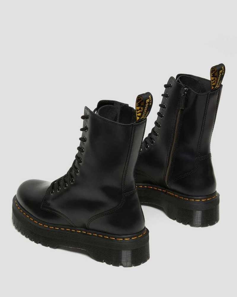 Dr Martens Jadon Hi Smooth Leather Platform Boots Platform Boots Black | 54819YKVW