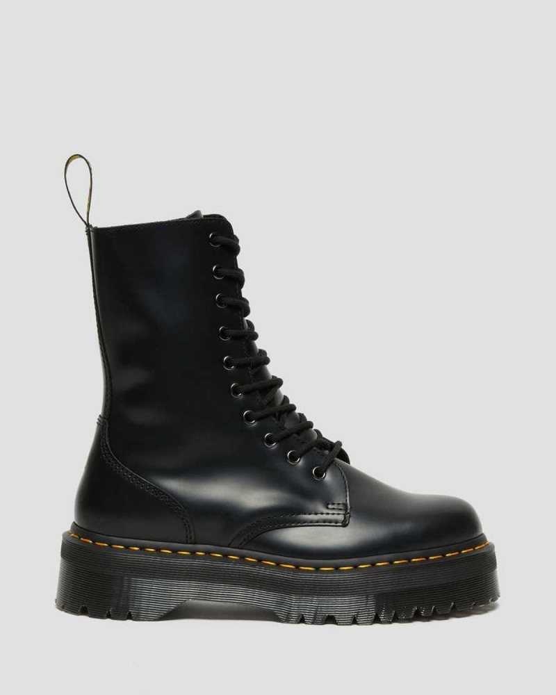 Dr Martens Jadon Hi Smooth Leather Platform Boots Platform Boots Black | 54819YKVW