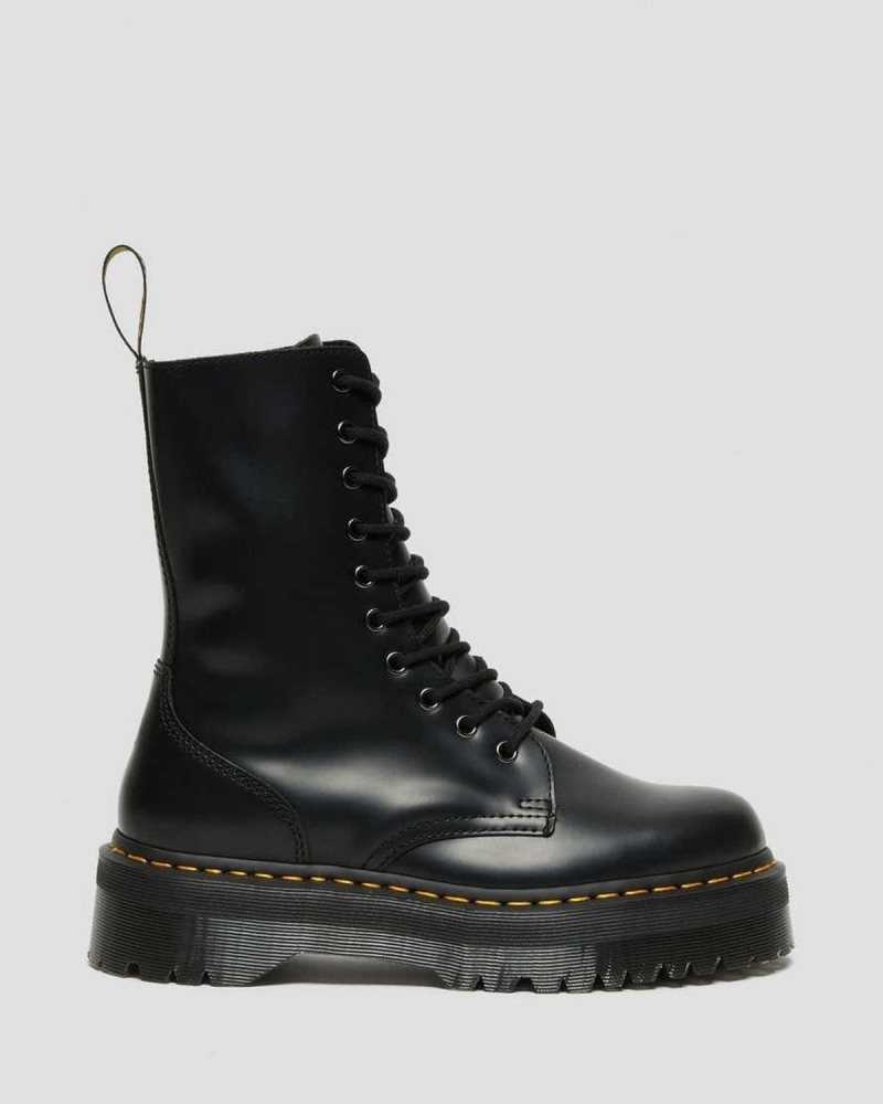 Dr Martens Jadon Hi Smooth Leather Platform Boots Platform Boots Black | 47180SERY