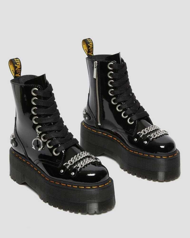 Dr Martens Jadon Max Chain Patent Leather Platform Boots Platform Boots Black | 02573IJMX