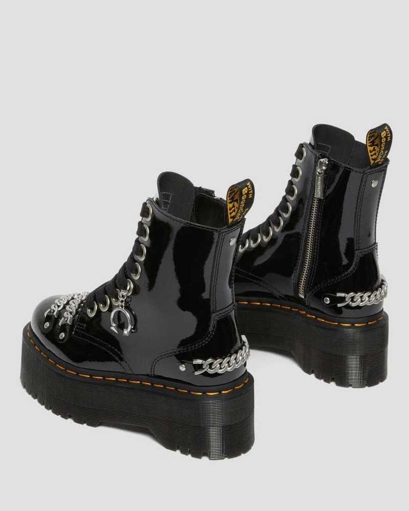 Dr Martens Jadon Max Chain Patent Leather Platform Boots Platform Boots Black | 02573IJMX