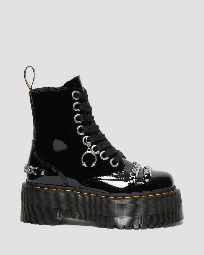 Dr Martens Jadon Max Chain Patent Leather Platform Boots Platform Boots Black | 02573IJMX