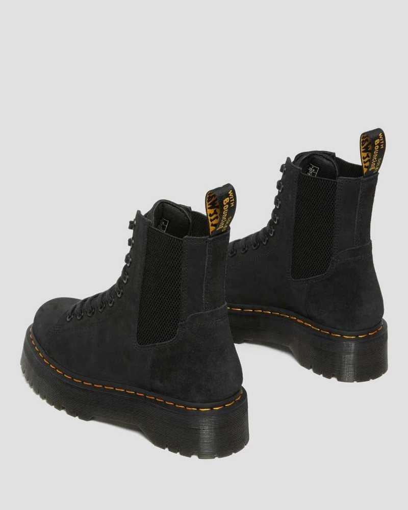 Dr Martens Jadon Nubuck Leather Platform Boots Ankle Boots Black | 91305KAGN