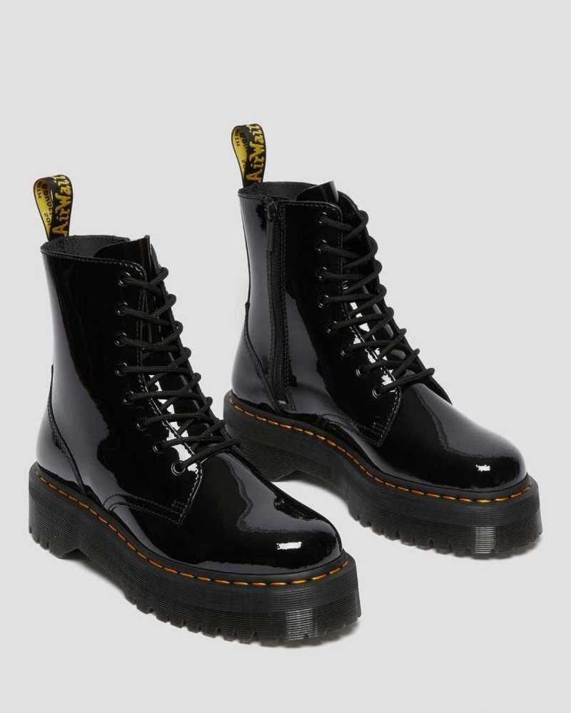 Dr Martens Jadon Patent Leather Platform Boots Ankle Boots Black | 42605AMXB