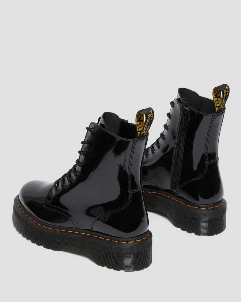 Dr Martens Jadon Patent Leather Platform Boots Ankle Boots Black | 42605AMXB