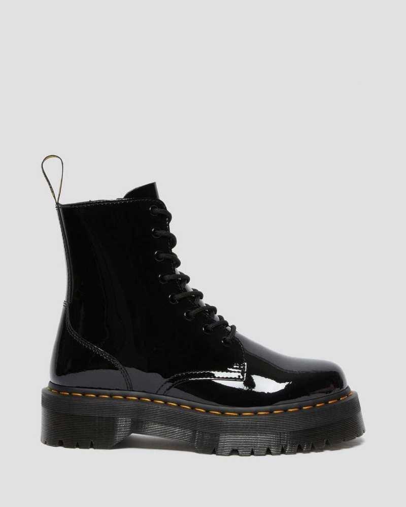 Dr Martens Jadon Patent Leather Platform Boots Ankle Boots Black | 42605AMXB