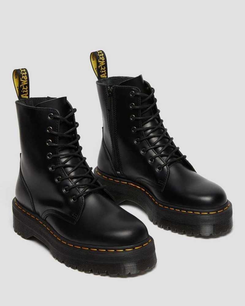 Dr Martens Jadon Smooth Leather Platform Boots Ankle Boots Black | 20684HEWL