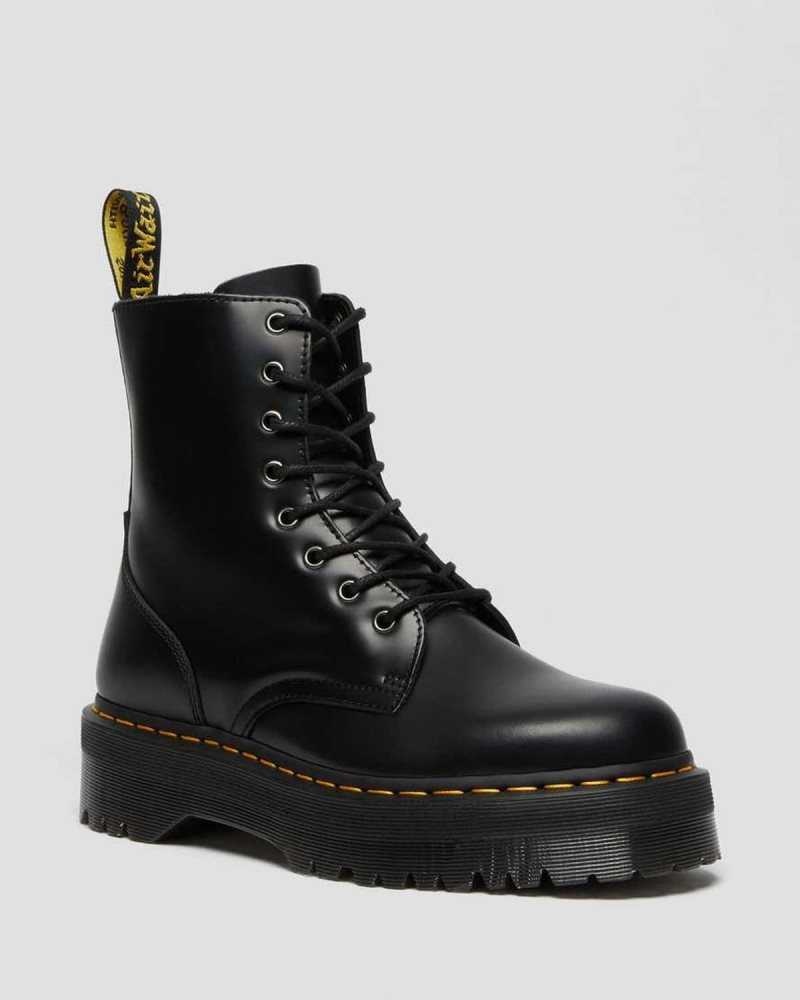 Dr Martens Jadon Smooth Leather Platform Boots Ankle Boots Black | 20684HEWL