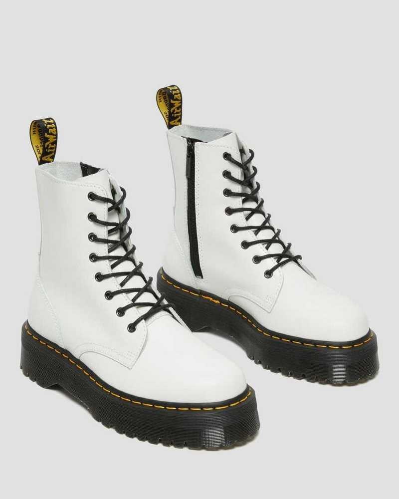 Dr Martens Jadon Smooth Leather Platform Boots Ankle Boots White | 17329MJQS