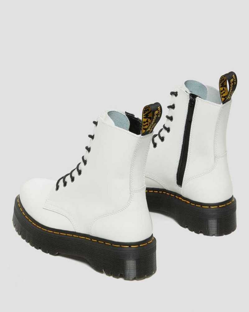 Dr Martens Jadon Smooth Leather Platform Boots Ankle Boots White | 17329MJQS