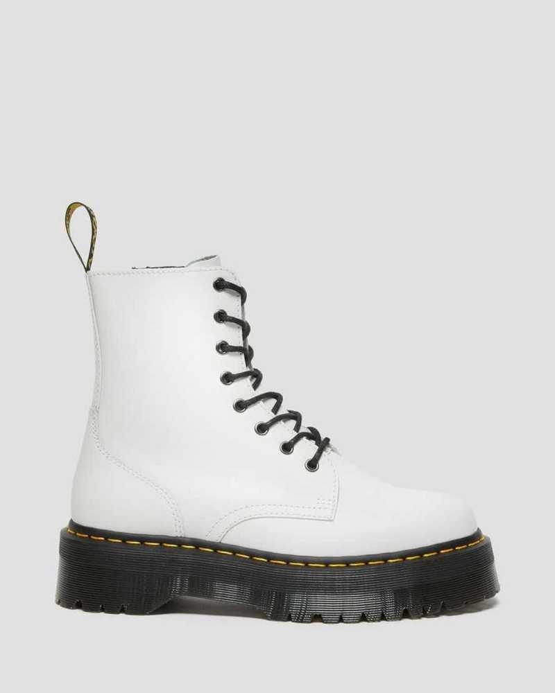 Dr Martens Jadon Smooth Leather Platform Boots Ankle Boots White | 17329MJQS