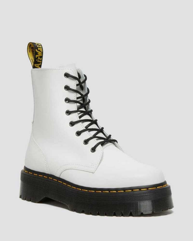 Dr Martens Jadon Smooth Leather Platform Boots Ankle Boots White | 17329MJQS