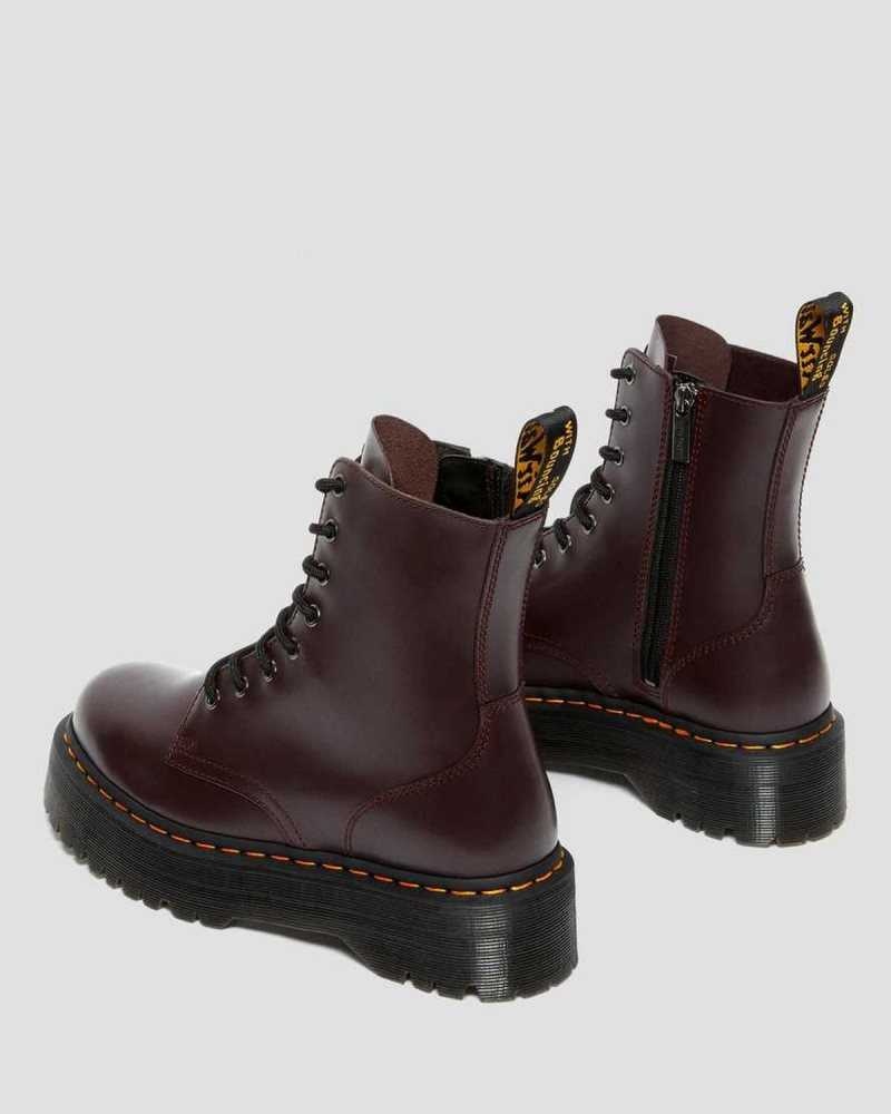 Dr Martens Jadon Smooth Leather Platform Boots Ankle Boots Burgundy | 01598EWBT