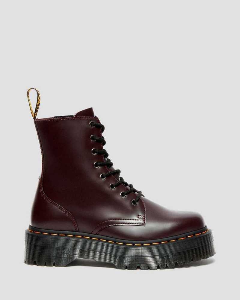 Dr Martens Jadon Smooth Leather Platform Boots Ankle Boots Burgundy | 01598EWBT