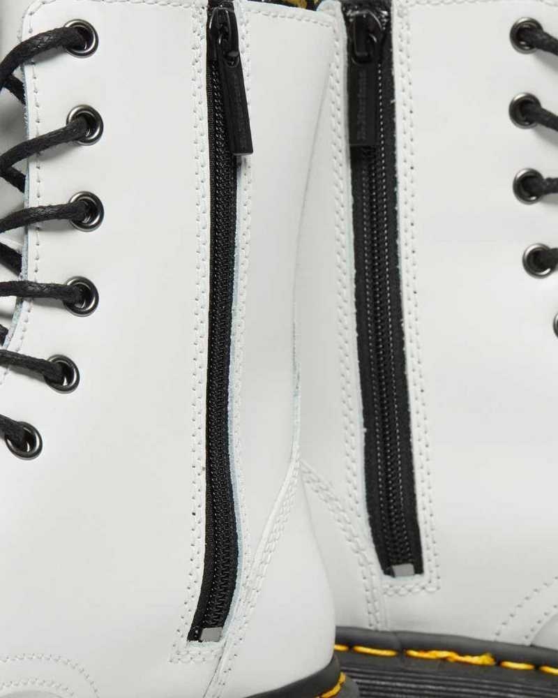 Dr Martens Jadon Smooth Leather Platform Boots Platform Boots White | 64378ZUQC