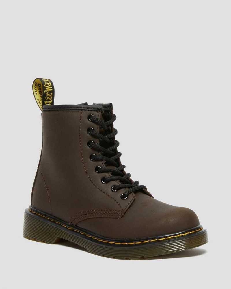 Dr Martens Junior 1460 Faux Fur Lined Lace Up Boots Boots Dark Brown | 81496ZHYT