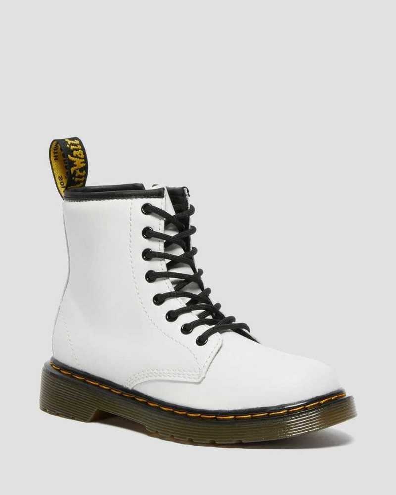 Dr Martens Junior 1460 Leather Lace Up Boots Boots White | 70923XNJQ