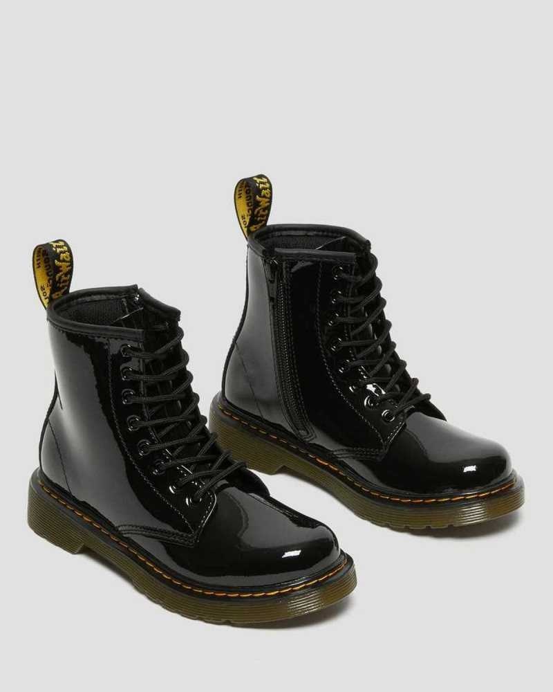 Dr Martens Junior 1460 Patent Leather Lace Up Boots Boots Black | 97642BVKL