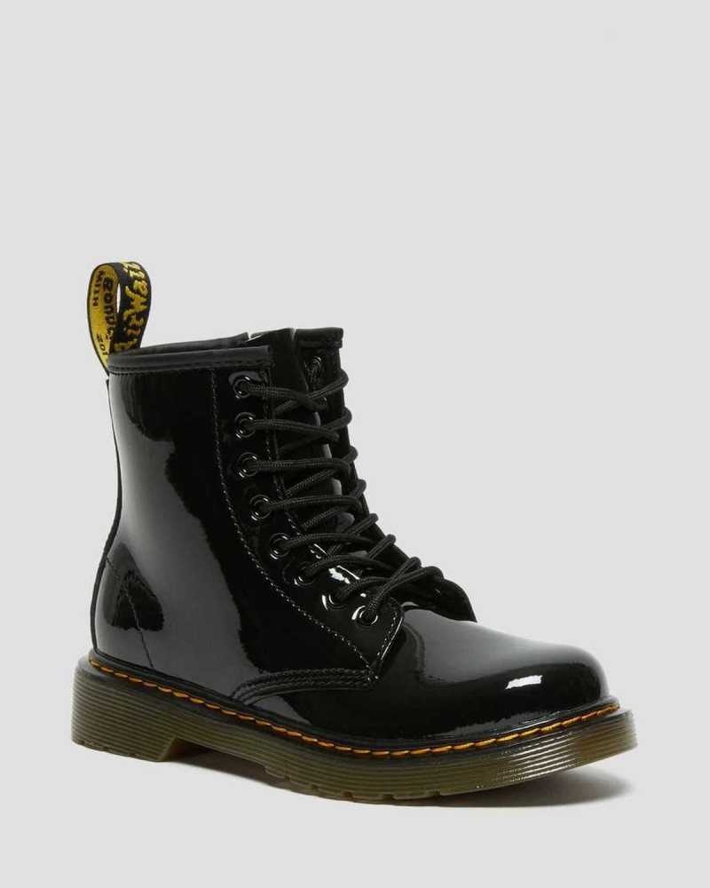 Dr Martens Junior 1460 Patent Leather Lace Up Boots Boots Black | 97642BVKL