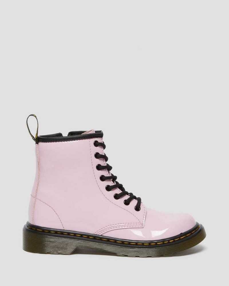 Dr Martens Junior 1460 Patent Leather Lace Up Boots Boots Pink | 68043JMEL