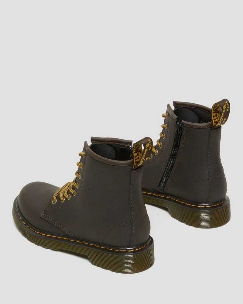 Dr Martens Junior 1460 Wildhorse Leather Lace Up Boots Boots Dark Brown | 50143QERV