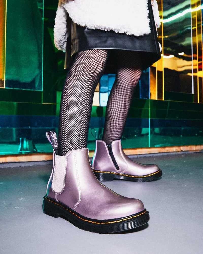 Dr Martens Junior 2976 Metallic Chelsea Boots Boots Pink | 53860QXRY