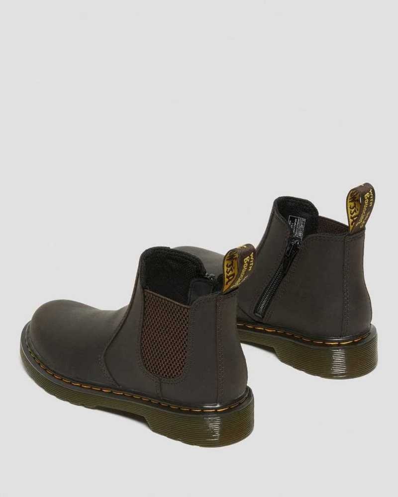 Dr Martens Junior 2976 Wildhorse Leather Chelsea Boots Boots Dark Brown | 93704SMQU