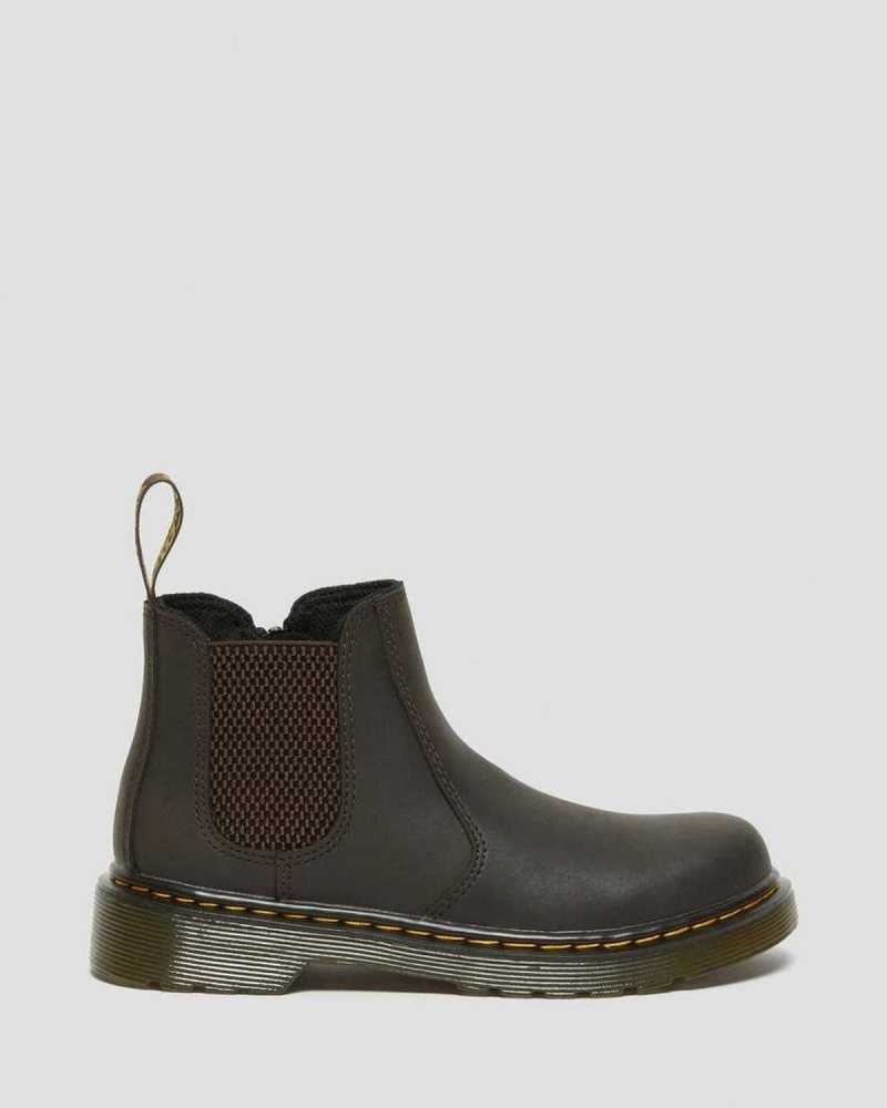 Dr Martens Junior 2976 Wildhorse Leather Chelsea Boots Boots Dark Brown | 93704SMQU