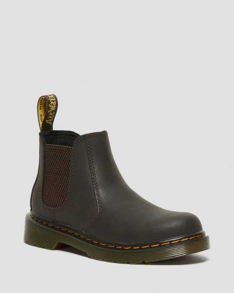 Dr Martens Junior 2976 Wildhorse Leather Chelsea Boots Boots Dark Brown | 93704SMQU