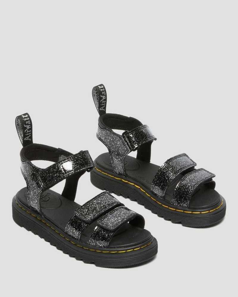 Dr Martens Junior Klaire Glitter Sandals Sandals Black | 06731GBKJ