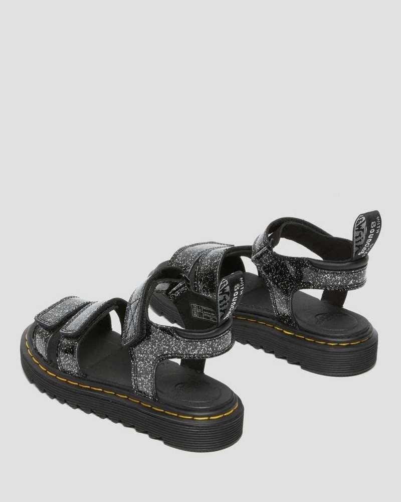 Dr Martens Junior Klaire Glitter Sandals Sandals Black | 06731GBKJ