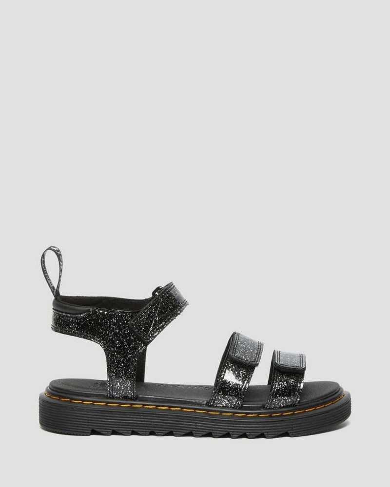 Dr Martens Junior Klaire Glitter Sandals Sandals Black | 06731GBKJ