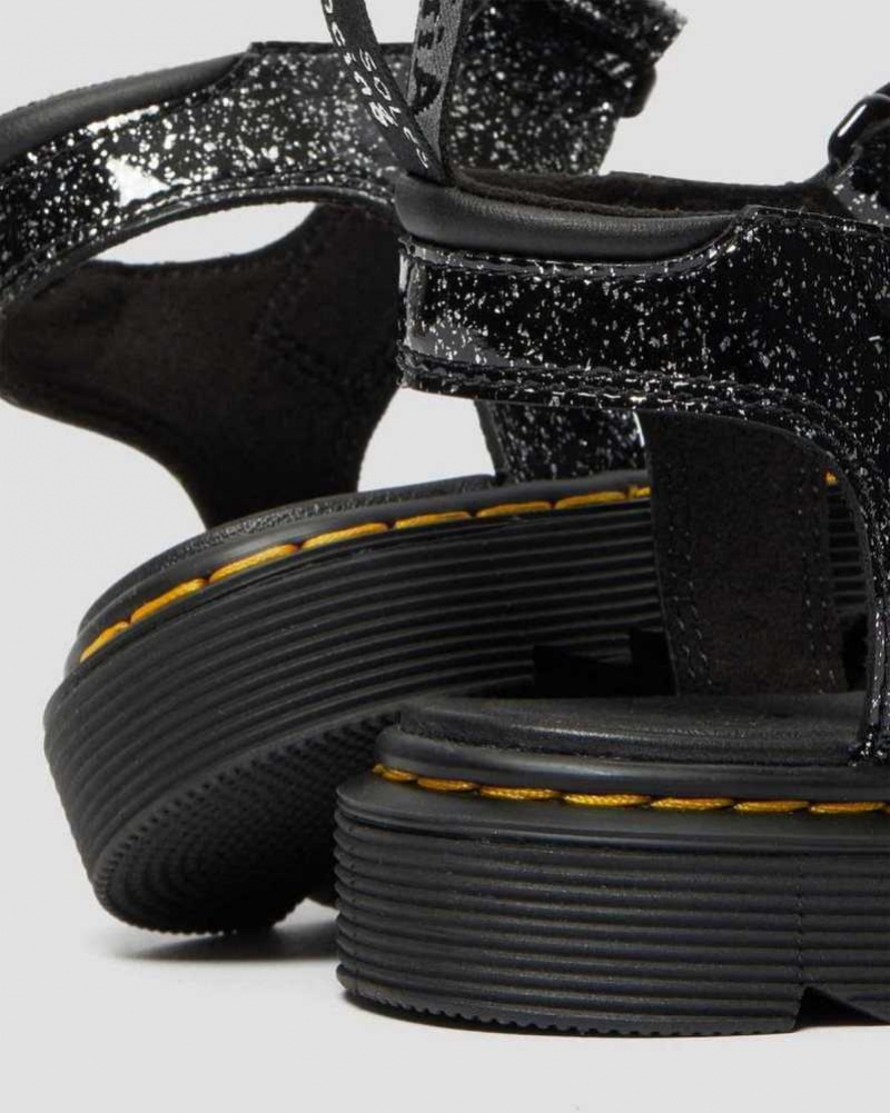 Dr Martens Junior Klaire Glitter Sandals Sandals Black | 06731GBKJ