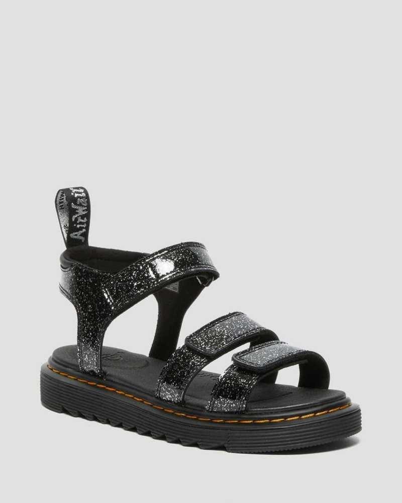 Dr Martens Junior Klaire Glitter Sandals Sandals Black | 06731GBKJ