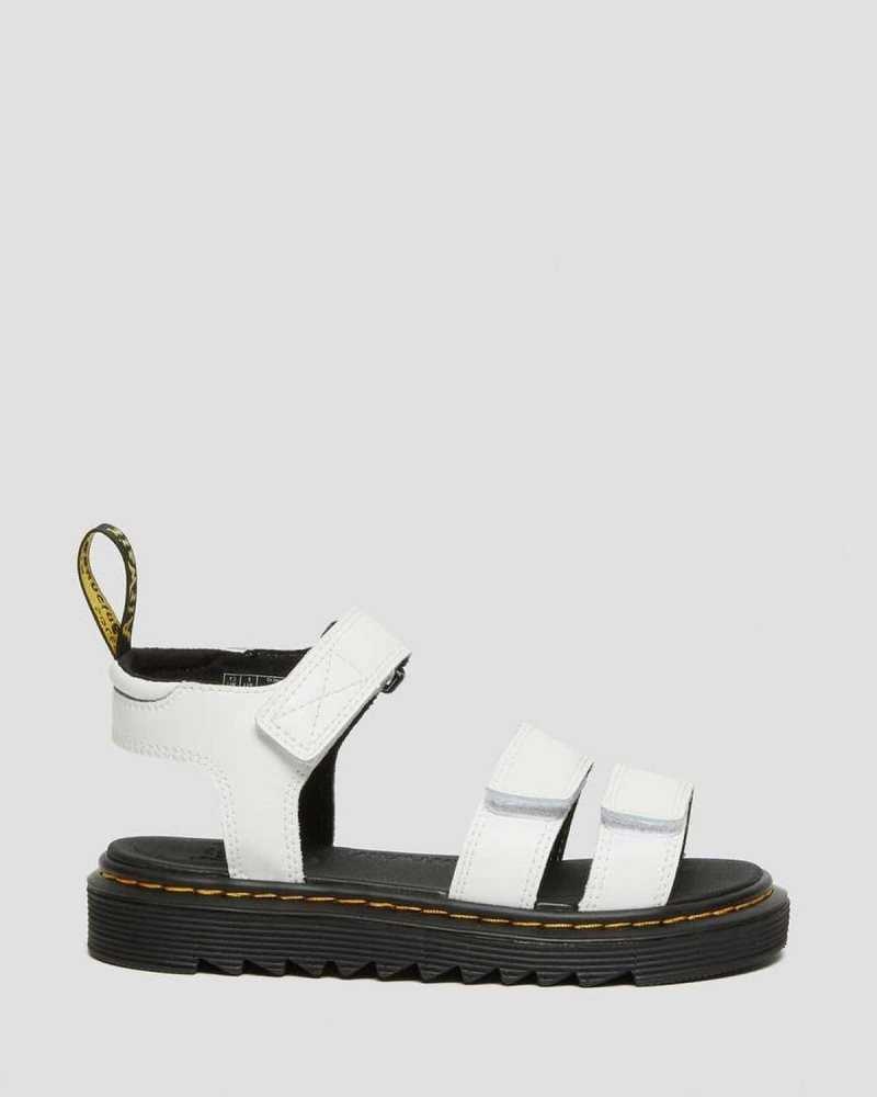 Dr Martens Junior Klaire Leather Strap Sandals Sandals White | 16845NGAH