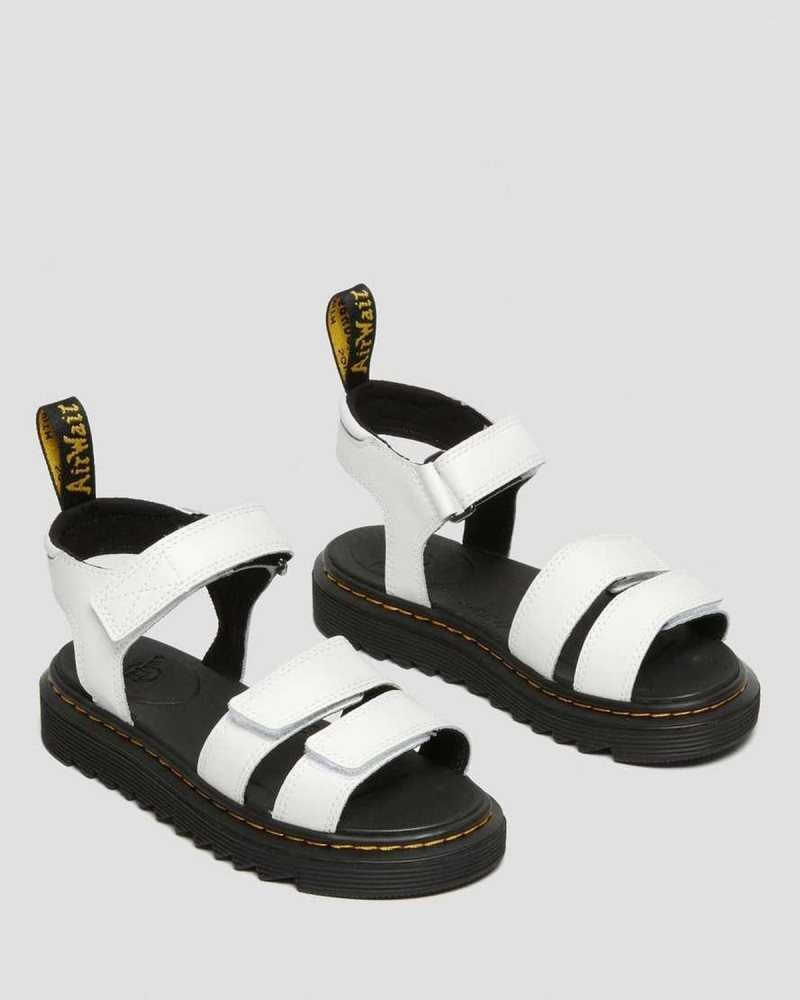 Dr Martens Junior Klaire Leather Strap Sandals Sandals White | 16845NGAH