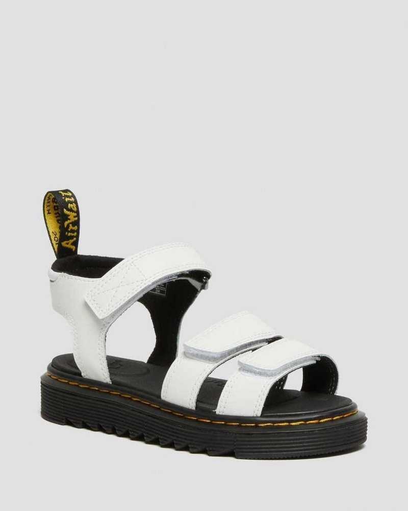 Dr Martens Junior Klaire Leather Strap Sandals Sandals White | 16845NGAH