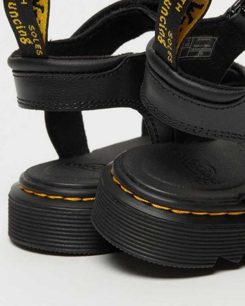 Dr Martens Junior Klaire Leather Strap Sandals Sandals Black | 70912GRNE