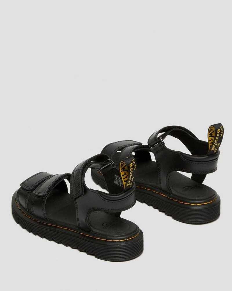 Dr Martens Junior Klaire Leather Strap Sandals Sandals Black | 70912GRNE